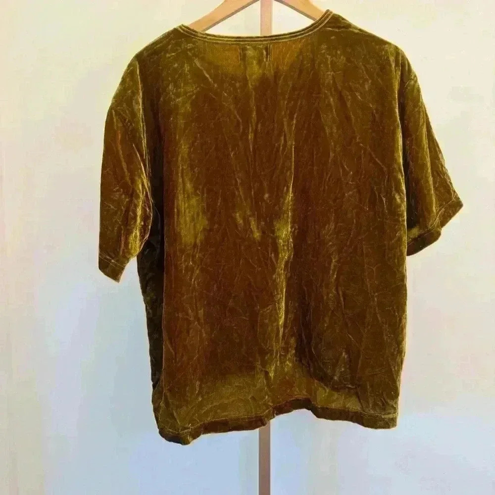 Melloday Women's Velvet Short Sleeve Blouse Size L Casual Fall - Picture 8 of 11